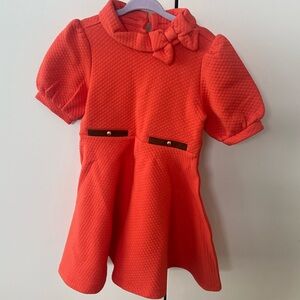 Janie and jack Girls Orange Bow-Accent quilted dress